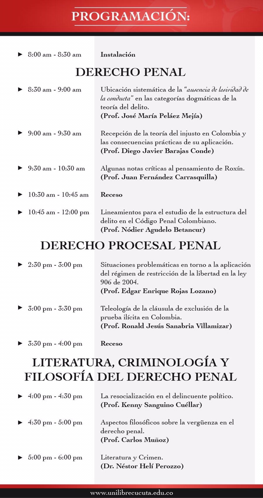 PROGRAMACION JORMADAS DERECHO