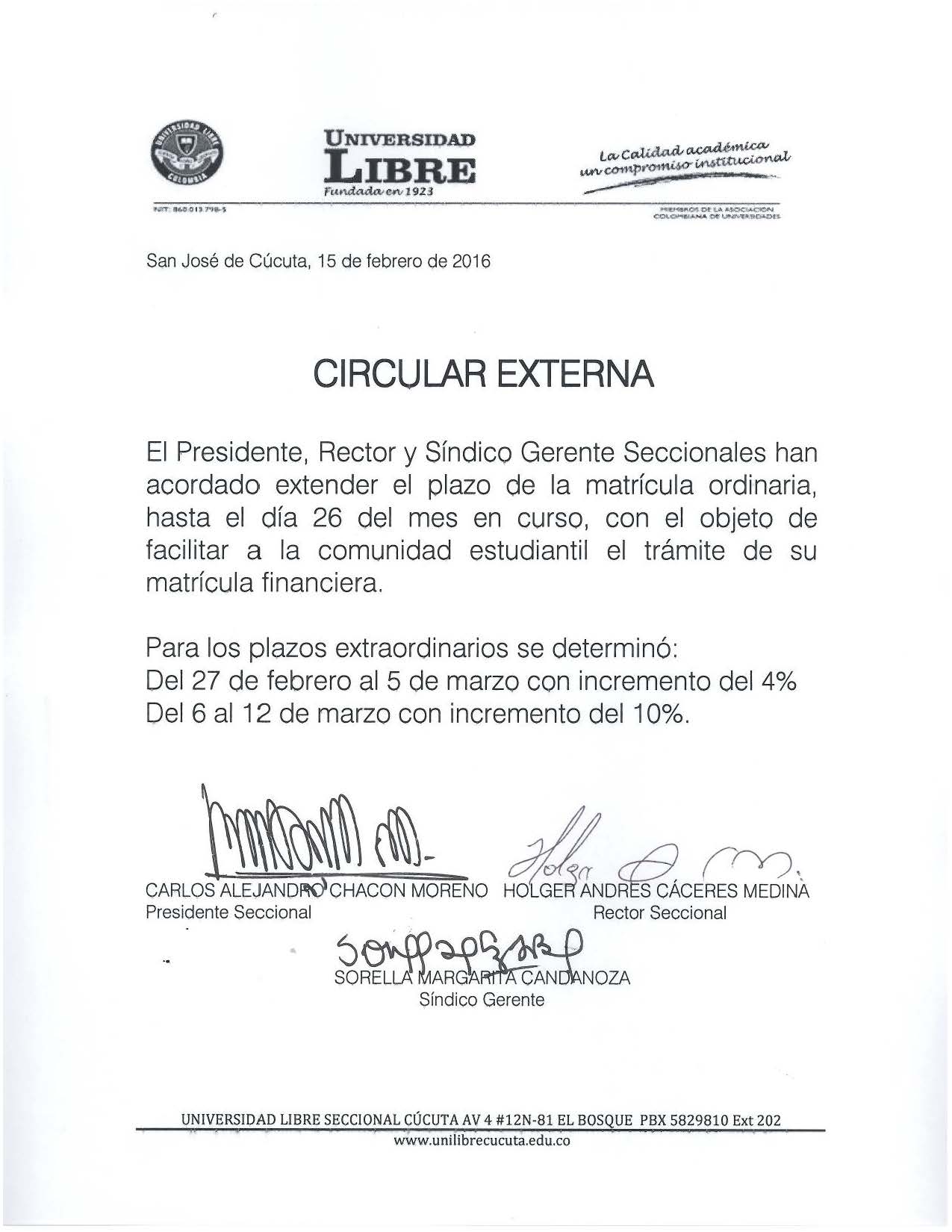 circular matriculas2016