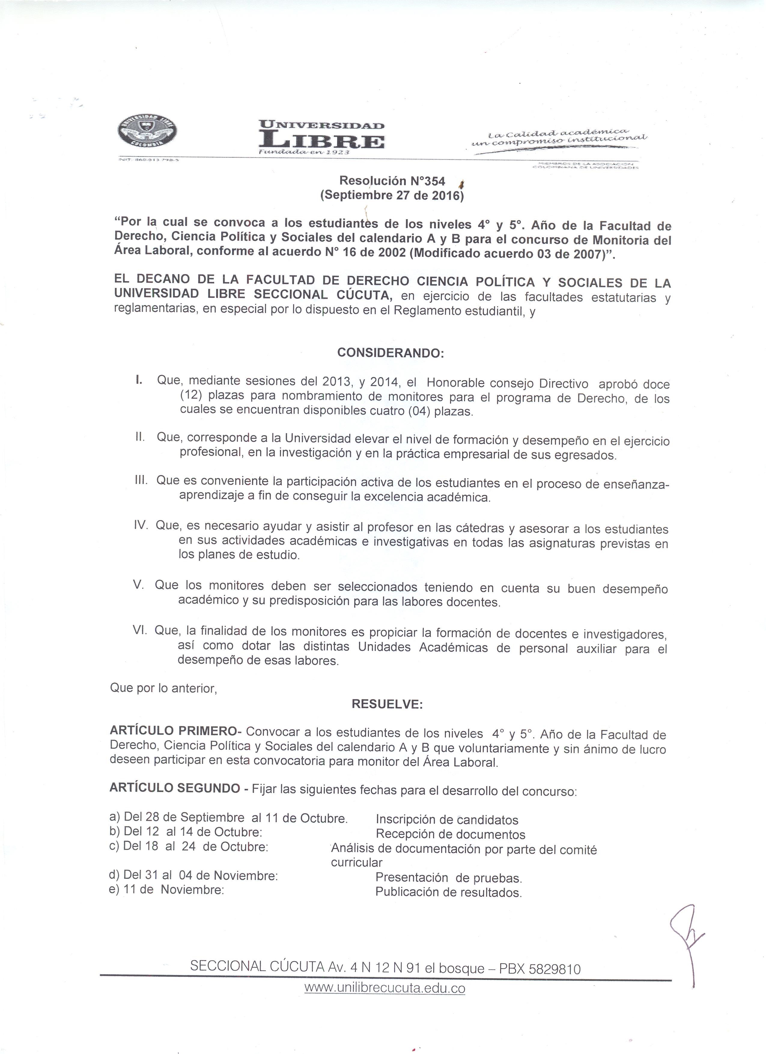 convocatoria a monitor de Laboral 1