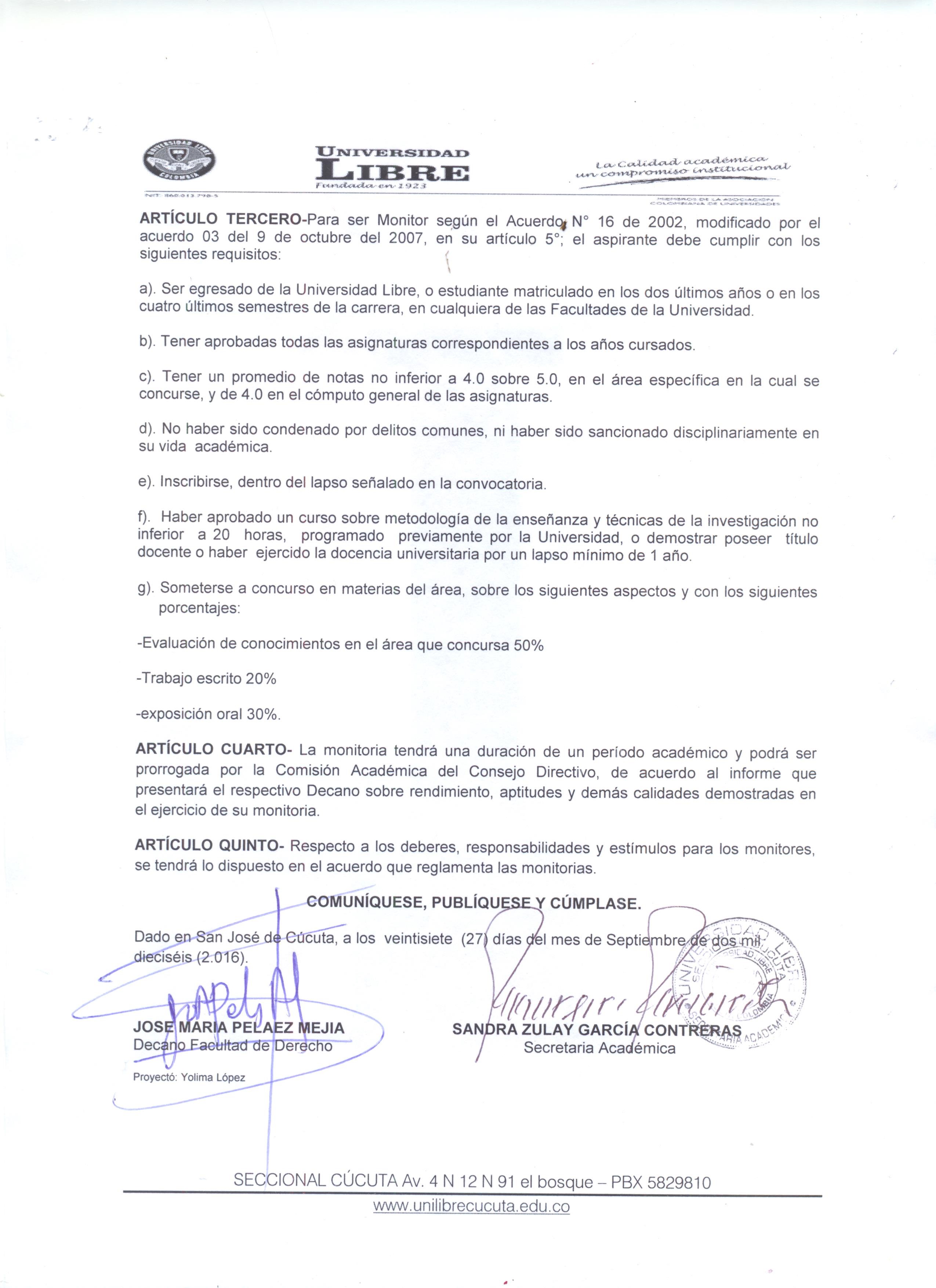 convocatoria a monitor de Laboral 2